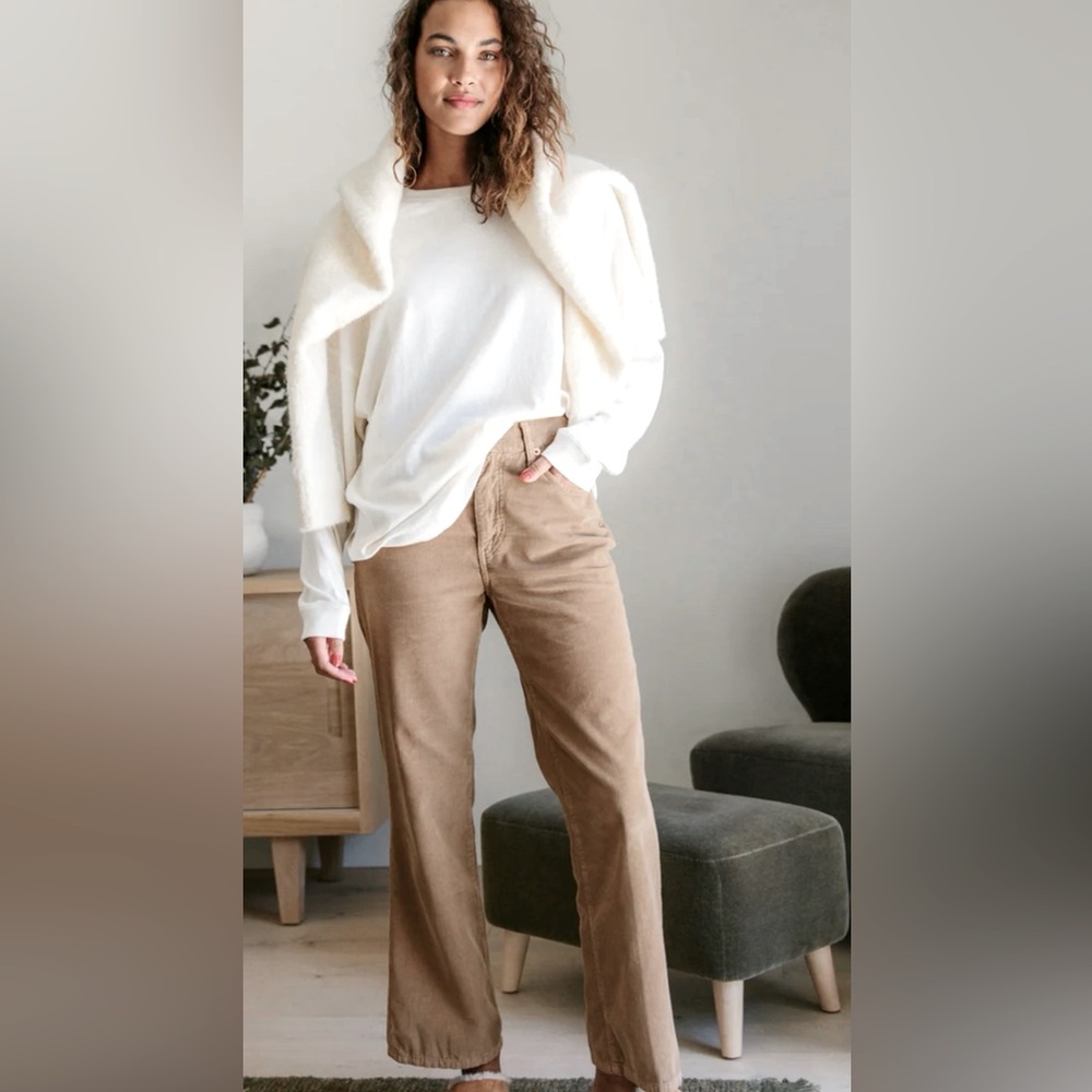 Re/Done 70s Loose Flair corduroy pants Size 27 Color Washed Khaki